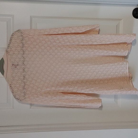 212 Collection Open-Front Cardigan sz Lg-XL Pale Pink Open Weave Lightweight - Picture 3 of 4